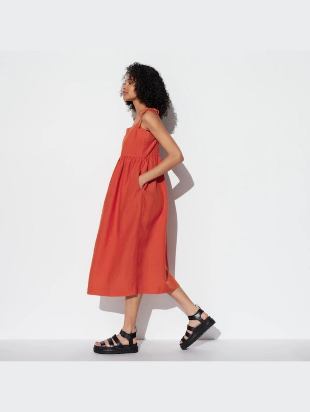 NWT Uniqlo Linen-Blend Camisole Dress Orange Size XS